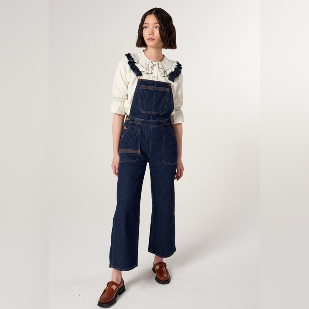 Chic denim overalls with Ruffle Straps size 8 - Picture 2 of 5